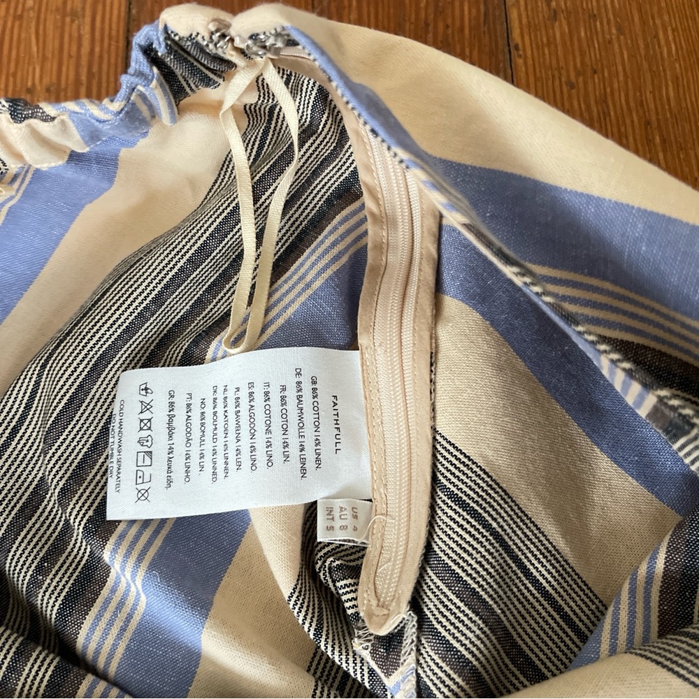 NWOT Faithfull the Brand Elisa Maxi Skirt in Marine Stripe Lilac Natural Tan - Picture 9 of 9